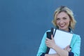 Nice female student smiling and looking at camera with copy space Royalty Free Stock Photo