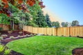 Nice fenced backyard with new planting beds Royalty Free Stock Photo