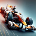 Nice Formula1 Racing Car in exciting motion with bright colors - Generated Artificial Intelligence - AI Royalty Free Stock Photo