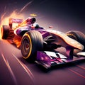 Nice Formula1 Racing Car in exciting motion with bright colors - Generated Artificial Intelligence - AI