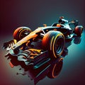 Nice Formula1 Racing Car in exciting motion with bright colors - Generated Artificial Intelligence - AI Royalty Free Stock Photo