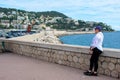 Nice, France Aerial view on beach and buildings in old town and city. French Riviera Royalty Free Stock Photo