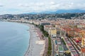 Nice, France Aerial view on beach and buildings in old town and city. French Riviera Royalty Free Stock Photo
