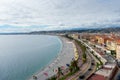 Nice, France Aerial view on beach and buildings in old town and city. French Riviera Royalty Free Stock Photo