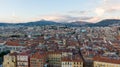 Nice, France Aerial view of coast of sea and city. Buildings in old Town , Drone view Royalty Free Stock Photo