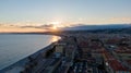 Nice, France Aerial view of coast of sea and city. Buildings in old Town , Drone view Royalty Free Stock Photo