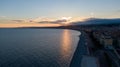 Nice, France Aerial view of coast of sea and city. Buildings in old Town , Drone view Royalty Free Stock Photo