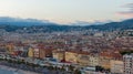 Nice, France Aerial view on old town , beach and promenade des anglais. Drone view on city Royalty Free Stock Photo