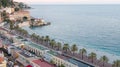 Nice, France Aerial view on old town , beach and promenade des anglais. Drone view on city Royalty Free Stock Photo