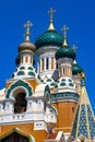 Cathedrale Saint Nicolas Orthodox Russian church of Moscow Patriarchate in historic Le Piol district of Nice in France Royalty Free Stock Photo