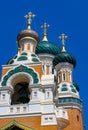 Cathedrale Saint Nicolas Orthodox Russian church of Moscow Patriarchate in historic Le Piol district of Nice in France Royalty Free Stock Photo