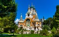 Cathedrale Saint Nicolas Orthodox Russian church of Moscow Patriarchate in historic Le Piol district of Nice in France Royalty Free Stock Photo