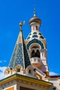 Cathedrale Saint Nicolas Orthodox Russian church of Moscow Patriarchate in historic Le Piol district of Nice in France Royalty Free Stock Photo
