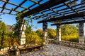 Garden and arbor of Franciscans Monastery with Eglise Sainte Marie des Anges in Cimiez district of Nice in France