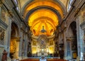 Main nave and presbytery of Saint Francois de Paule church of Francis of Paola in Vieux Vieille Ville old town of Nice in France Royalty Free Stock Photo