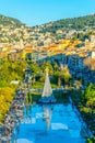 NICE, FRANCE, DECEMBER 28, 2017: Aerial view of Massena square in Nice during Christmas, France Royalty Free Stock Photo