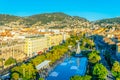 NICE, FRANCE, DECEMBER 28, 2017: Aerial view of Massena square in Nice during Christmas, France Royalty Free Stock Photo