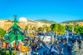 NICE, FRANCE, DECEMBER 28, 2017: Aerial view of Massena square in Nice during Christmas, France Royalty Free Stock Photo