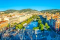 NICE, FRANCE, DECEMBER 28, 2017: Aerial view of Massena square in Nice during Christmas, France Royalty Free Stock Photo