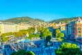 NICE, FRANCE, DECEMBER 28, 2017: Aerial view of Massena square in Nice during Christmas, France Royalty Free Stock Photo