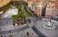 NICE, FRANCE - DECEMBER 14 2018: Aerial view of Place Massena square, La promenade du Pavillon park and fountain Royalty Free Stock Photo