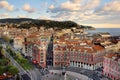 NICE, FRANCE - DECEMBER 14 2018: Aerial view of Place Massena square in Nice, France Royalty Free Stock Photo