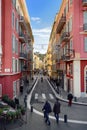 NICE, FRANCE - DECEMBER 14 2018: Place Massena in center of Nice, Plassa Carlou Aubert Royalty Free Stock Photo