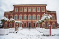 Facade of Musee Matisse museum in Nice France after a rare winter snow storm