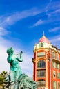 Nice, France. The Fountain of the Sun in Massena square in a summer day Royalty Free Stock Photo