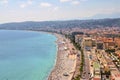 Aerial panorama of the sea, coast and city, Nice, South of France Royalty Free Stock Photo