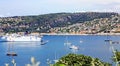Nice, France - June 17, 2014: cruise ship, view from Saint-Jean-Cap-Ferrat Royalty Free Stock Photo