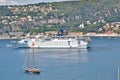 Nice, France - June 17, 2014: cruise ship, view from Saint-Jean-Cap-Ferrat Royalty Free Stock Photo