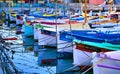 Fishing boats along the French Riviera on the Mediterranean Sea at Nice, France Royalty Free Stock Photo