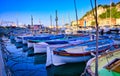 Fishing boats along the French Riviera on the Mediterranean Sea at Nice, France Royalty Free Stock Photo