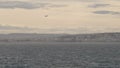 NICE, FRANCE - MARCH 8, 2023: panoramic shot of plane landing in Cote D Azur airport Royalty Free Stock Photo