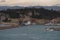 Nice, France - March 8 2023: View of the harbour of city of Nice, France from Mont Boron hill Royalty Free Stock Photo