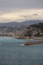 Nice, France - March 8 2023: View of the harbour of city of Nice, France from Mont Boron hill Royalty Free Stock Photo