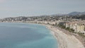 Nice, France - March 15, 2023: Panoramic View Promenade Des Anglais and a coastline in Nice