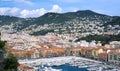 Port of the French city of Nice. Private yachts and boats are parked near the coast. Royalty Free Stock Photo