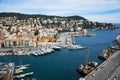 Port of the French city of Nice. Private yachts and boats are parked near the coast. Royalty Free Stock Photo