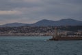 Nice, France - March 8 2023: View of the harbour of city of Nice, France from Mont Boron hill Royalty Free Stock Photo