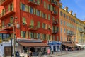 Street cafes in a mediterranean house in Nice France