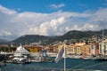 Nice, France May 10, 2018. View of the City`s port from above. Maritime landscape of the blue coast. Luxurious boats moored Royalty Free Stock Photo