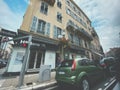 Hastens bed shop in Nice, on 44 Rue Gioffredo with cars parked and man walking Royalty Free Stock Photo