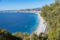 View from the hill `Mont Boron` over the bay in front of Nice on the French Riviera Royalty Free Stock Photo