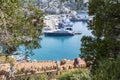 View from the hill `Mont Boron` to a harbor in Nice on the French Riviera Royalty Free Stock Photo