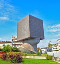 NICE, FRANCE - SEPTEMBER 2017: Public library building in Nice, France. The building is in the shape of a human head with the squ