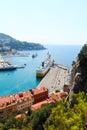 Nice, France - 16.09.16: The top view on ferry in port, one of the most beautiful embankments of Europe