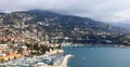 Nice French riviera, CÃÂ´te d`Azur, mediterranean coast, Eze, Saint-Tropez, Cannes and Monaco. Blue water and luxury yachts. Royalty Free Stock Photo