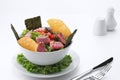 Nice fresh yummy tuna salad on white back Royalty Free Stock Photo